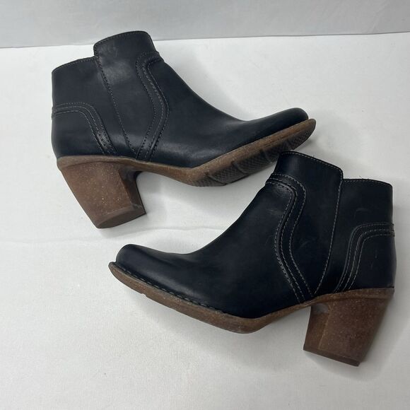 Clarks Artisan Carleta Paris Black Leather Chunky Ankle Boots Women’s Size 7 M - Picture 4 of 11